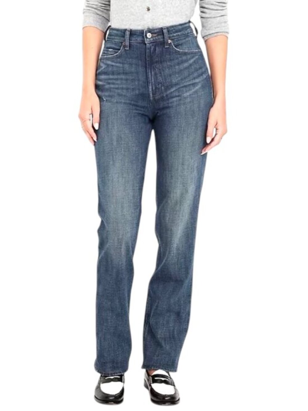 Old Navy Extra High Rise Straight Stretch Secret Slim Pockets Distressed Jeans
